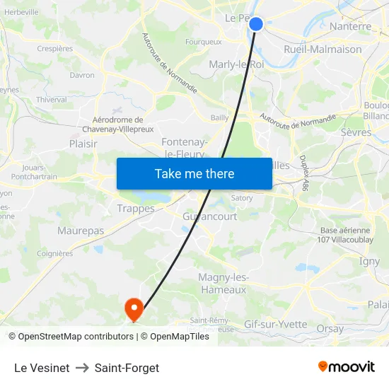 Le Vesinet to Saint-Forget map