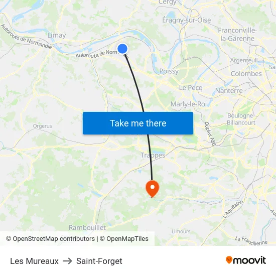 Les Mureaux to Saint-Forget map
