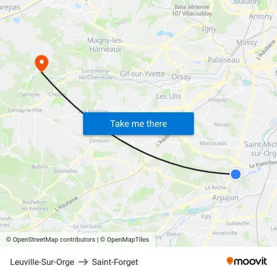 Leuville-Sur-Orge to Saint-Forget map