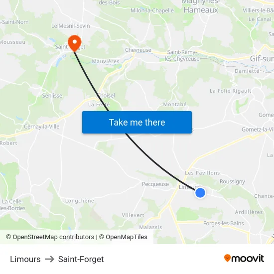 Limours to Saint-Forget map