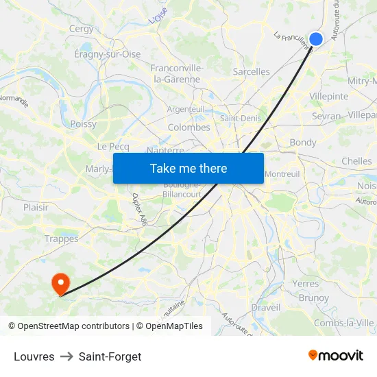Louvres to Saint-Forget map