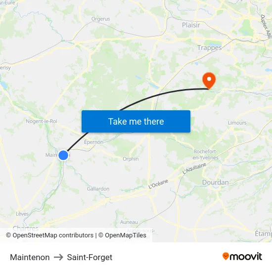 Maintenon to Saint-Forget map