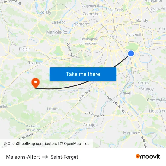 Maisons-Alfort to Saint-Forget map
