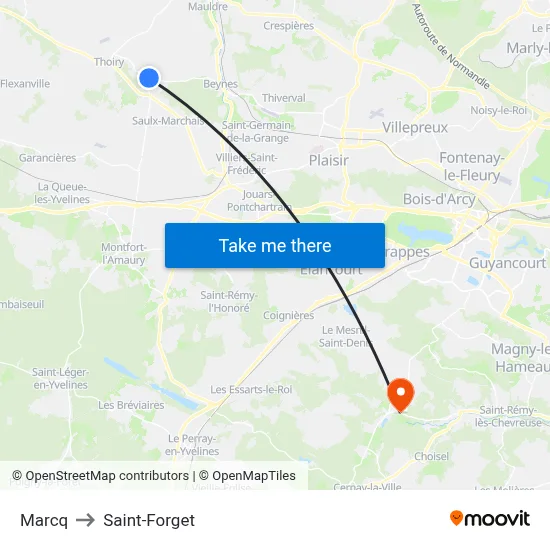 Marcq to Saint-Forget map