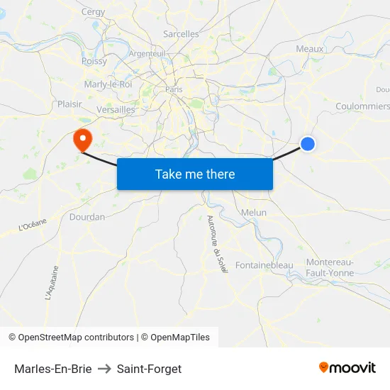 Marles-En-Brie to Saint-Forget map