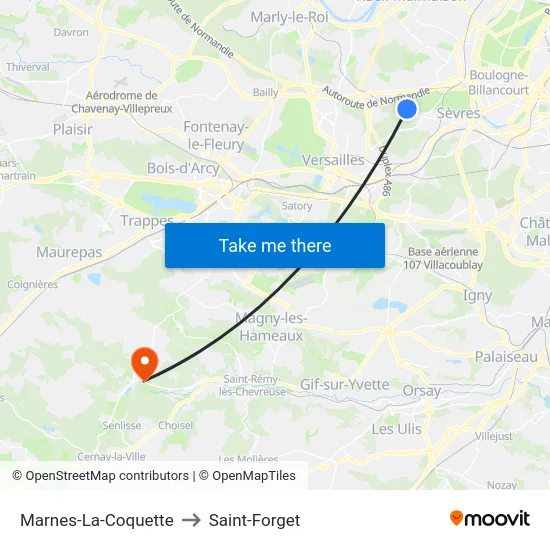 Marnes-La-Coquette to Saint-Forget map