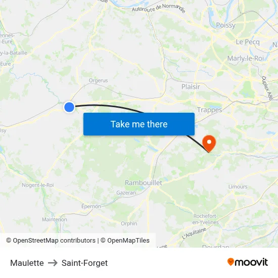 Maulette to Saint-Forget map