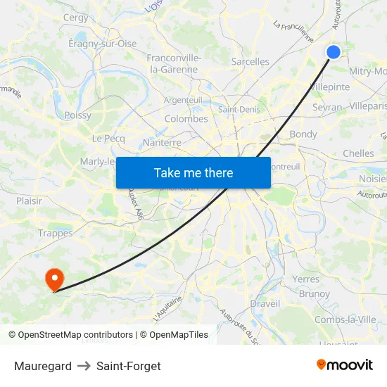 Mauregard to Saint-Forget map
