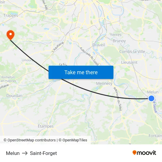 Melun to Saint-Forget map
