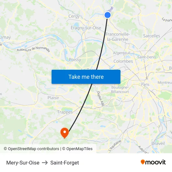 Mery-Sur-Oise to Saint-Forget map