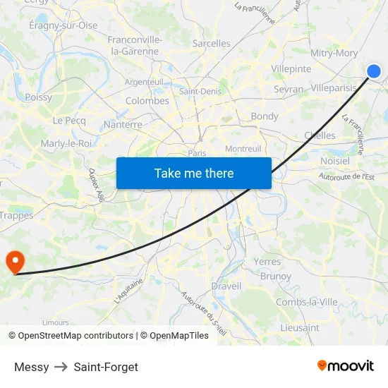 Messy to Saint-Forget map