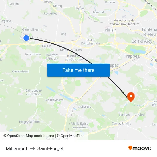 Millemont to Saint-Forget map