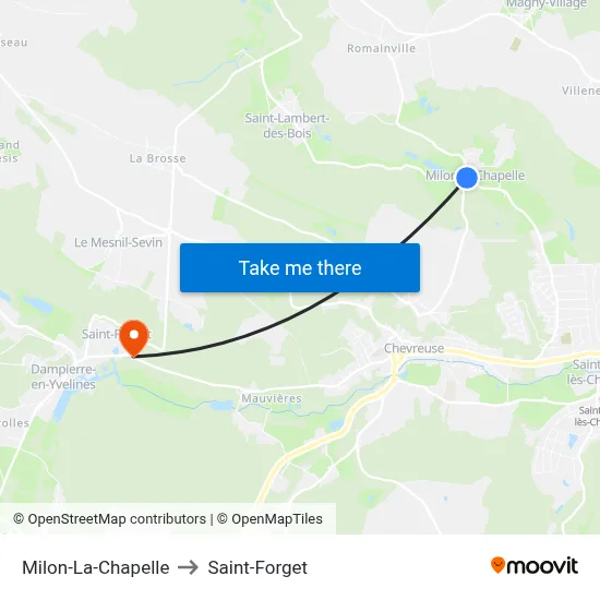 Milon-La-Chapelle to Saint-Forget map