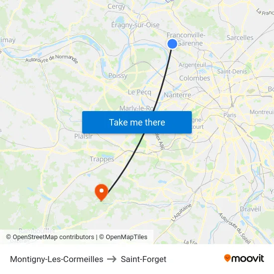 Montigny-Les-Cormeilles to Saint-Forget map