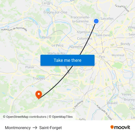 Montmorency to Saint-Forget map