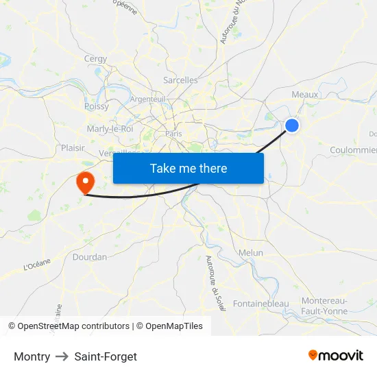 Montry to Saint-Forget map