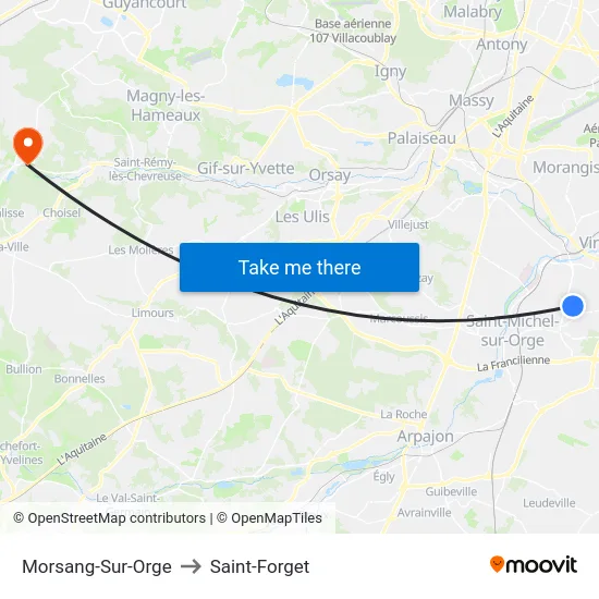 Morsang-Sur-Orge to Saint-Forget map