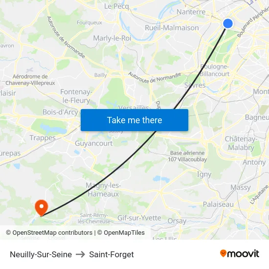 Neuilly-Sur-Seine to Saint-Forget map