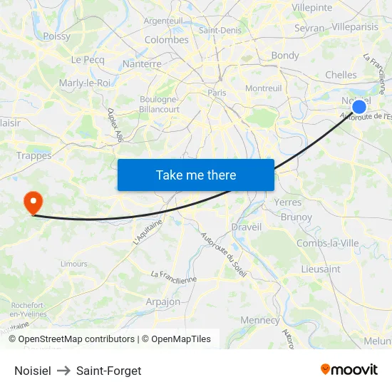 Noisiel to Saint-Forget map
