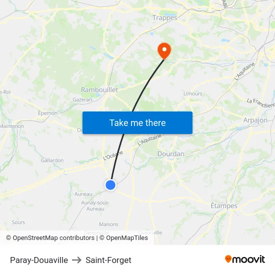Paray-Douaville to Saint-Forget map