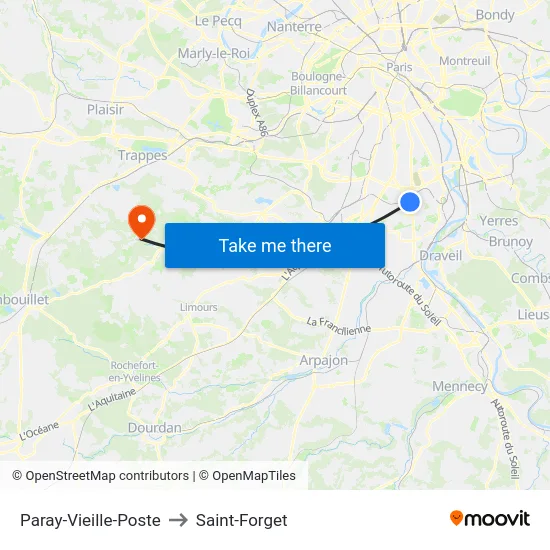 Paray-Vieille-Poste to Saint-Forget map