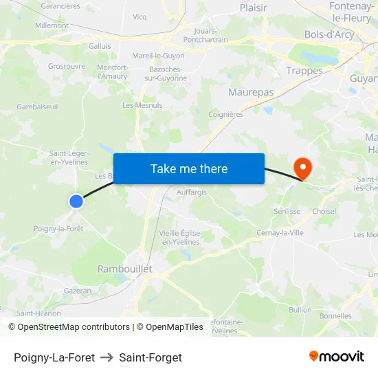 Poigny-La-Foret to Saint-Forget map