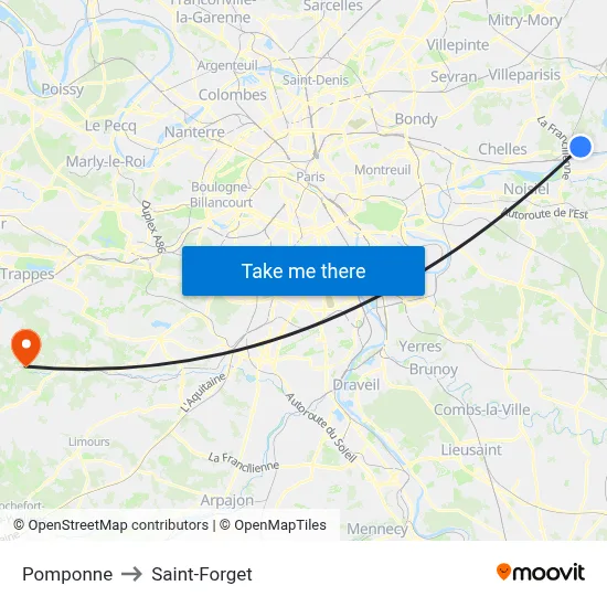 Pomponne to Saint-Forget map