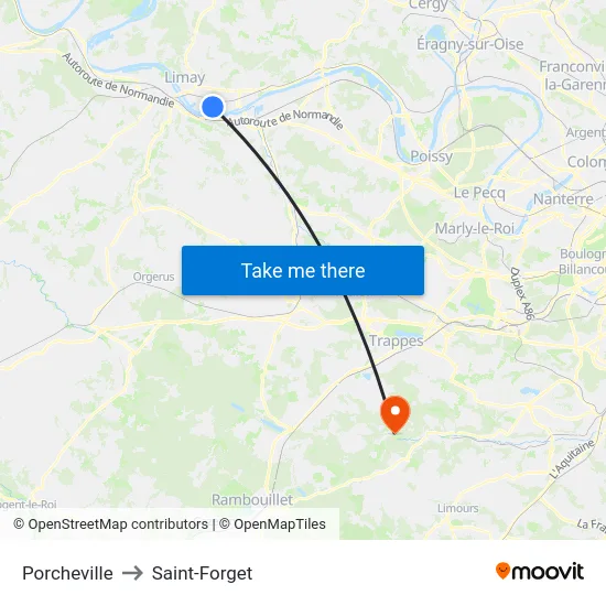 Porcheville to Saint-Forget map