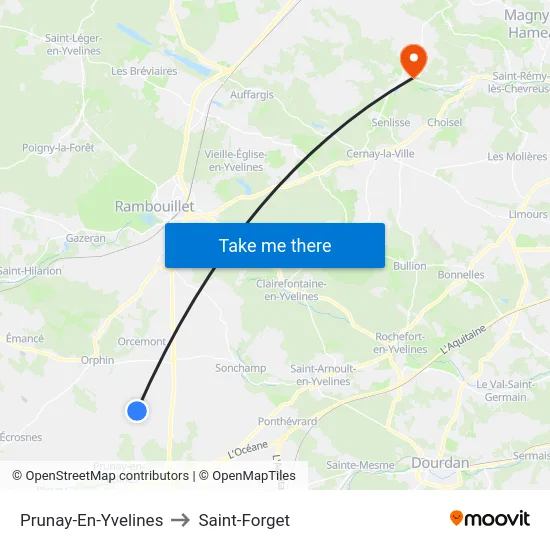 Prunay-En-Yvelines to Saint-Forget map