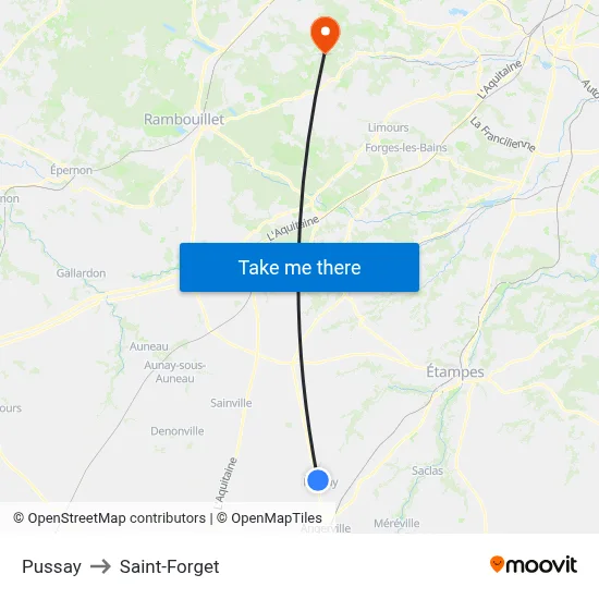 Pussay to Saint-Forget map
