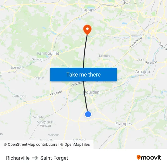 Richarville to Saint-Forget map