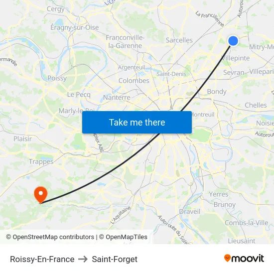 Roissy-En-France to Saint-Forget map