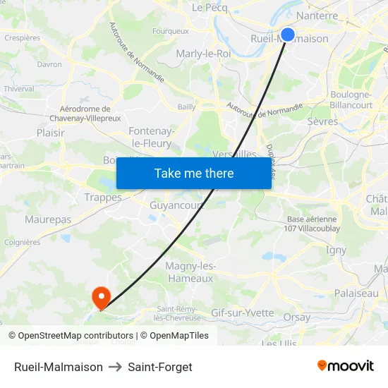 Rueil-Malmaison to Saint-Forget map