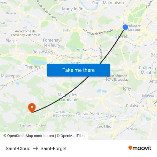 Saint-Cloud to Saint-Forget map