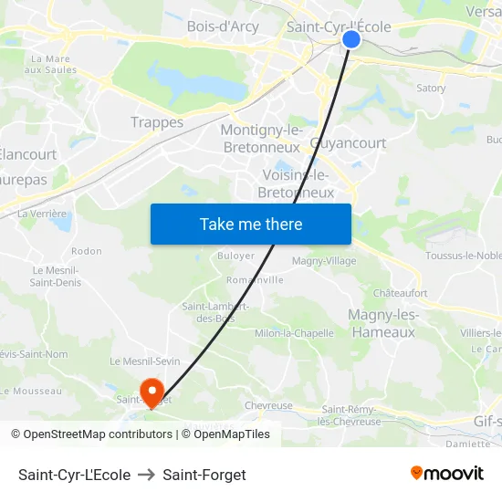 Saint-Cyr-L'Ecole to Saint-Forget map
