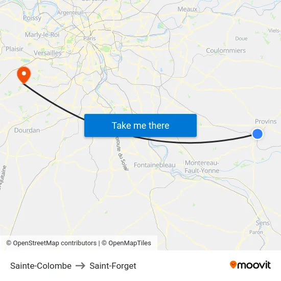 Sainte-Colombe to Saint-Forget map