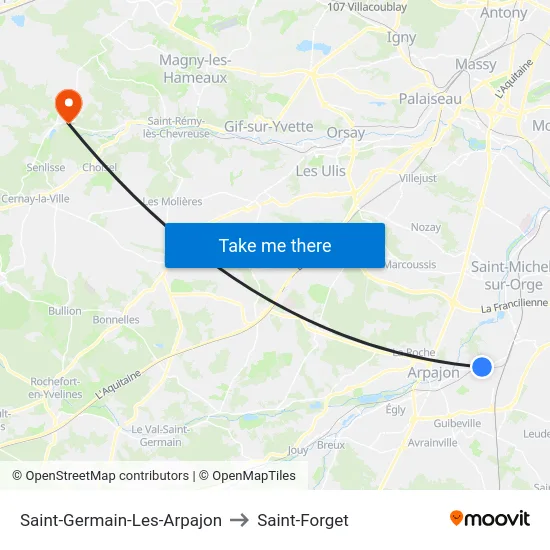Saint-Germain-Les-Arpajon to Saint-Forget map