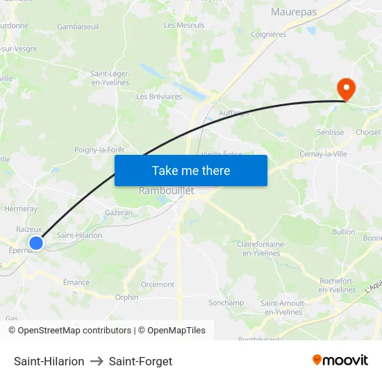 Saint-Hilarion to Saint-Forget map