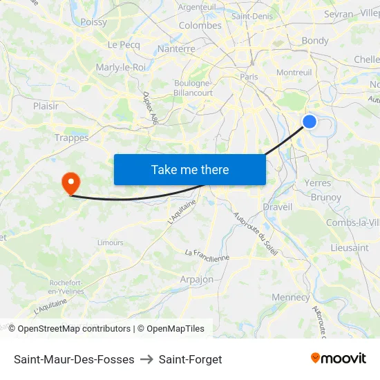 Saint-Maur-Des-Fosses to Saint-Forget map