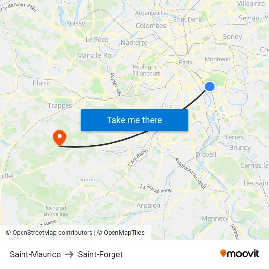 Saint-Maurice to Saint-Forget map