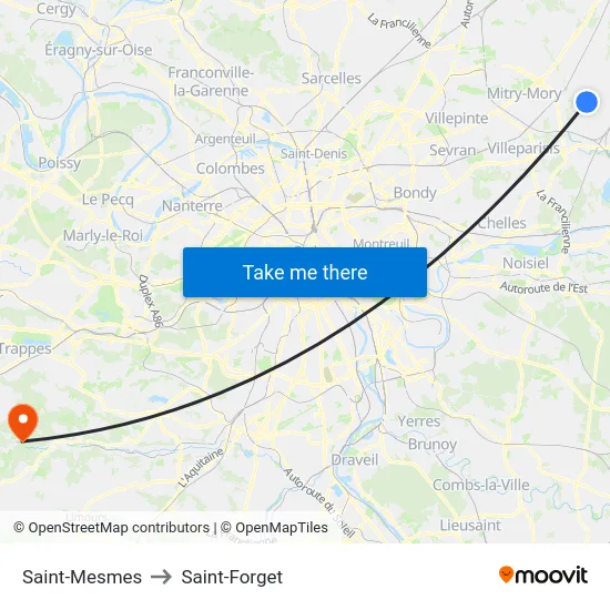 Saint-Mesmes to Saint-Forget map