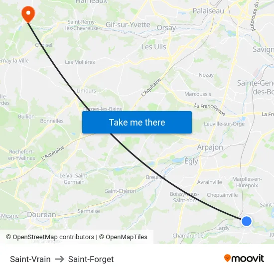 Saint-Vrain to Saint-Forget map