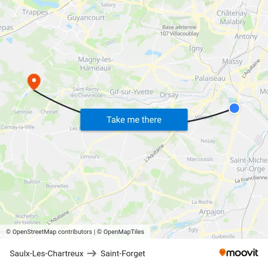 Saulx-Les-Chartreux to Saint-Forget map