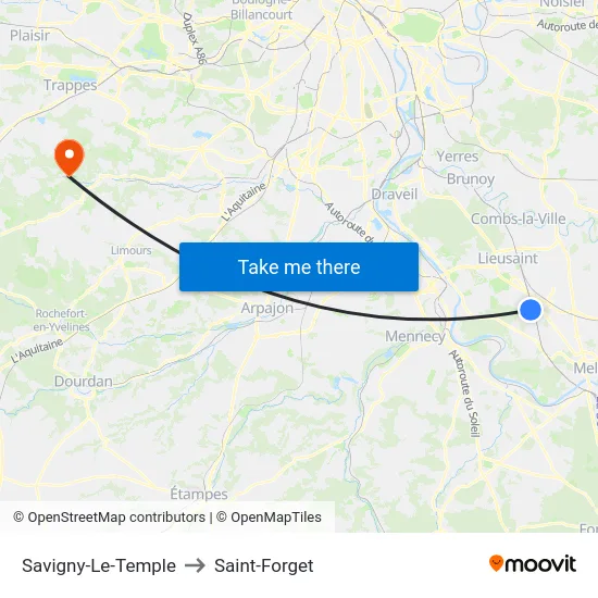 Savigny-Le-Temple to Saint-Forget map