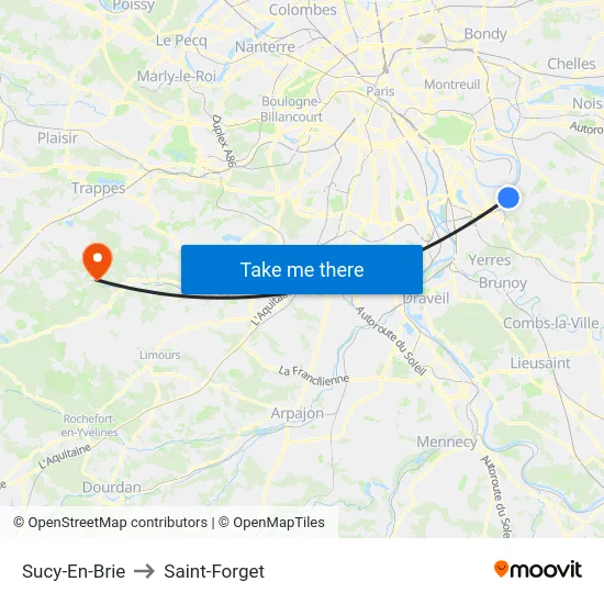 Sucy-En-Brie to Saint-Forget map