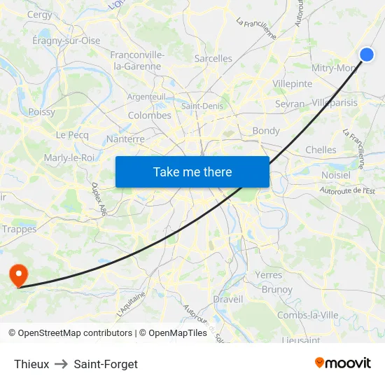 Thieux to Saint-Forget map