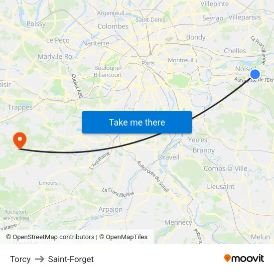Torcy to Saint-Forget map