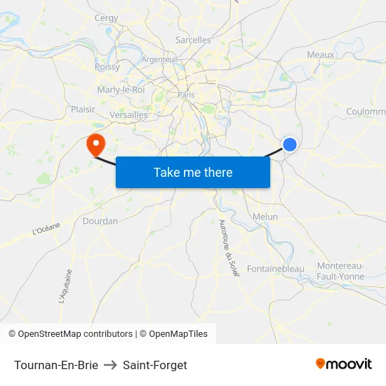 Tournan-En-Brie to Saint-Forget map
