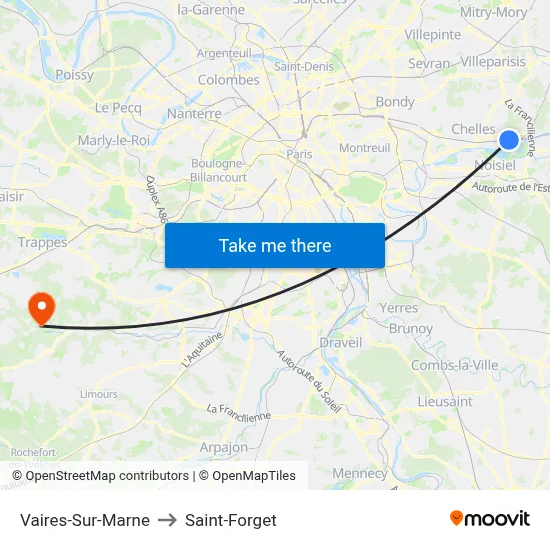 Vaires-Sur-Marne to Saint-Forget map