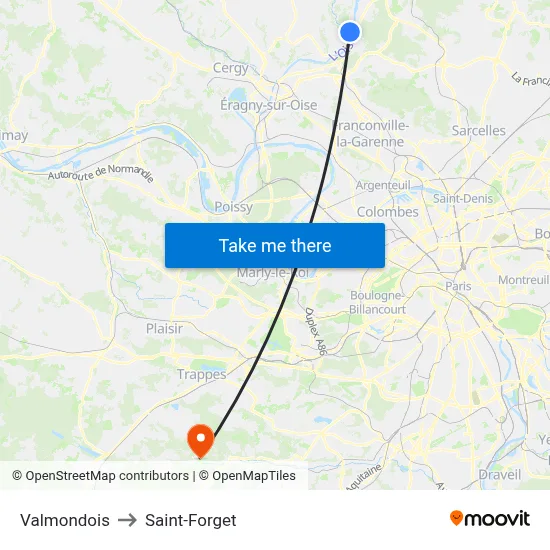 Valmondois to Saint-Forget map
